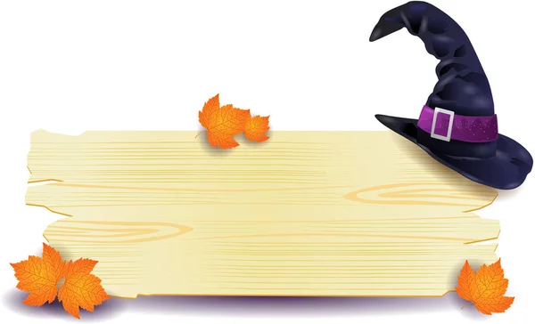Panneau Halloween Avec Chapeau Illustration Vectorielle — Image vectorielle