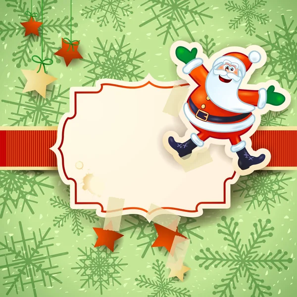 Fondo Navidad Con Santa Feliz Sobre Fondo Nieve Ilustración Vectorial — Vector de stock