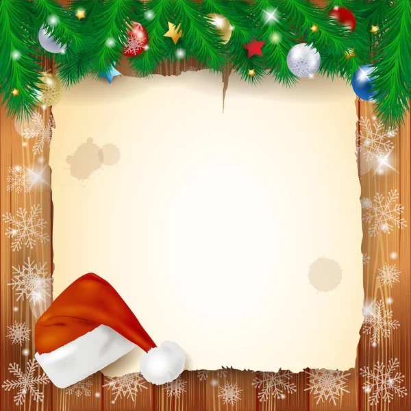 Kerstmis Achtergrond Met Perkament Vector Illustratie Eps10 — Stockvector