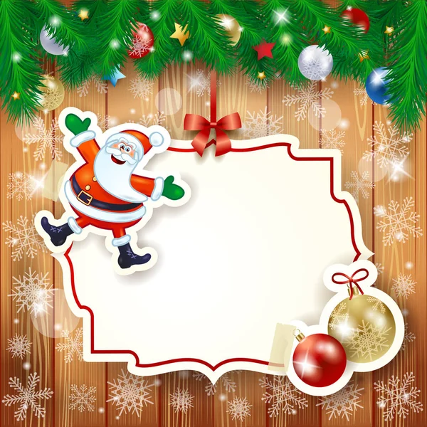 Christmas Background Label Santa Baubles Vector Illustration Eps10 — Stock Vector