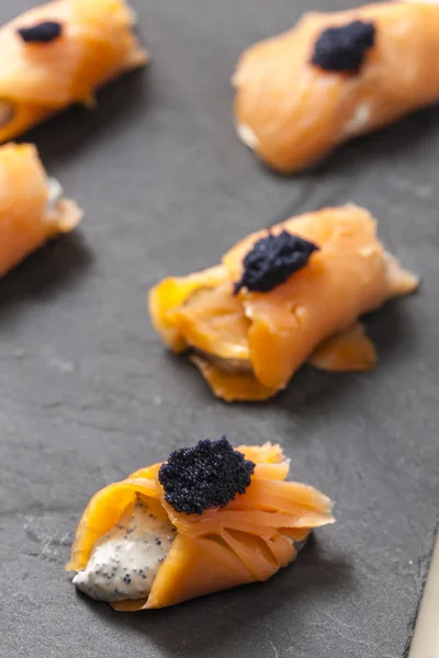 Smoked salmon apetizer — Stock Photo, Image