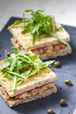 ruccola ile Somon tartar