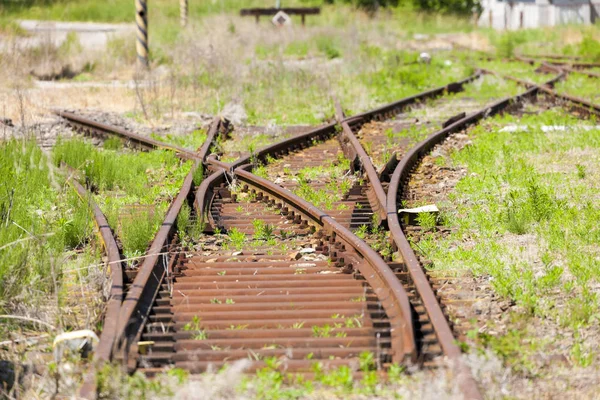 Vecchi binari ferroviari, Uhrice u Kyjova, Repubblica Ceca — Foto Stock