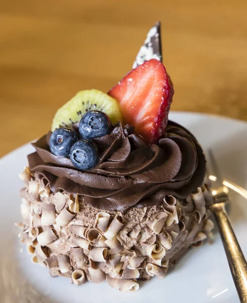 Chocolade vruchten dessert — Stockfoto