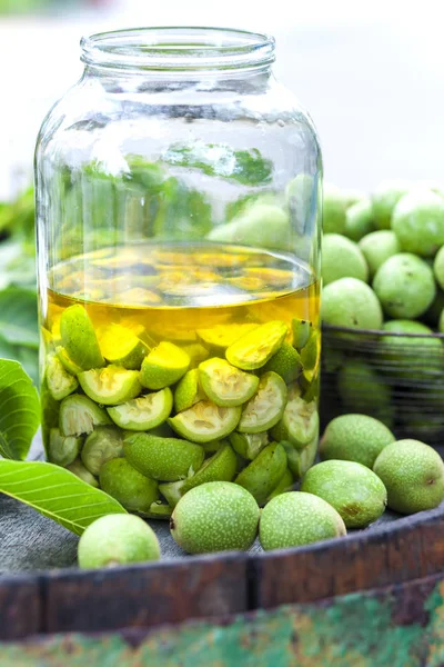 Walnut liqueur — Stock Photo, Image