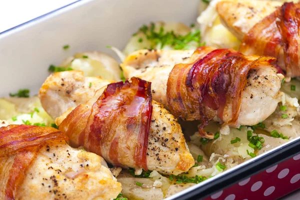 Poultry roulade with bacon — Stock Photo, Image