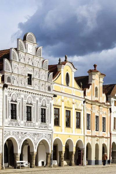 Plac w Telc, Czechy — Zdjęcie stockowe