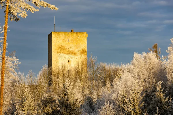 Frosty morning in Landstejn castle, Czech Republic — Stock Photo, Image