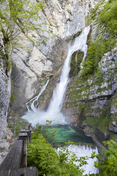 Slovenya 'daki Triglavski ulusal parkında Savica şelalesi — Stok fotoğraf