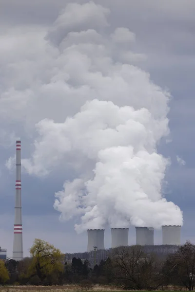 Smoking chimney, power plant in Czech Republic — Stock Photo, Image