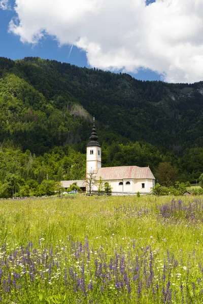 Kerk in Jereka bij het Bohinj meer in Slovenië — Stockfoto