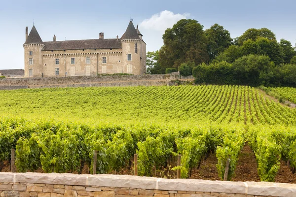 Chateau de Rully met wijngaarden, Bourgogne, Frankrijk — Stockfoto