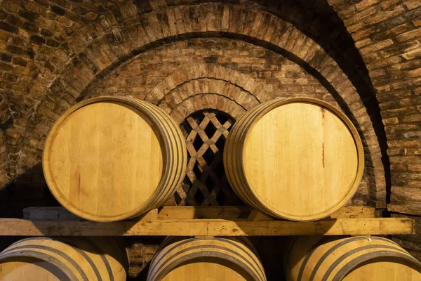 Wine barrels in the cellar, Szekszard, Hungary — Stock Photo, Image