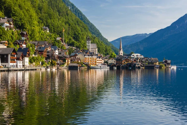 Hallstatt, mountain village in Austrian Alps, Austria Stock Picture