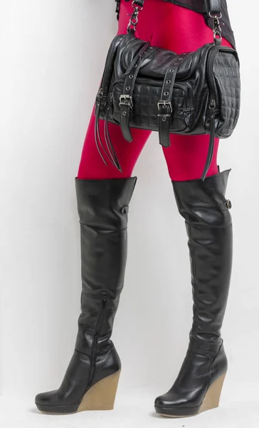 Stylish woman wearing overknee boots — Stock Photo, Image