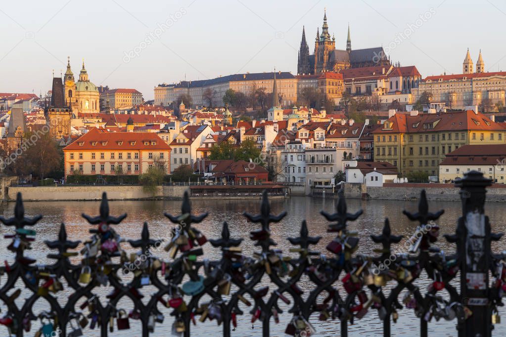 Panorama of Hradcany at sunrise, Czech Republic