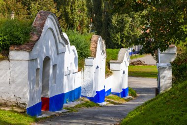 Group of typical outdoor wine cellars in Moravia, Czech Republic clipart