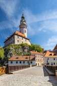 Pohled na město a hrad Český Krumlov, Jižní Čechy, Česká republika