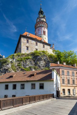 Çek Cumhuriyeti, Güney Bohemya, Çek Krumlov şehir ve kalesi manzarası