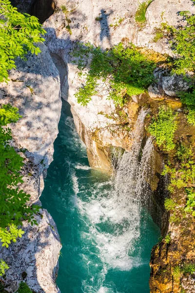 Vodopád Řece Soca Velika Korita Soce Národní Park Triglavski Slovinsko — Stock fotografie