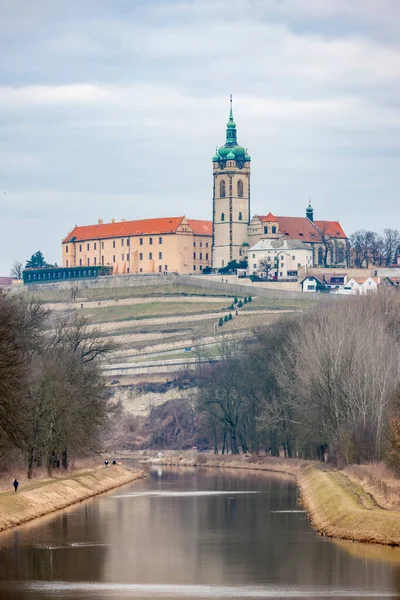 Panoráma Melnik Gyönyörű Történelmi Város Közelében Prága Cseh Köztársaság Folyók — Stock Fotó