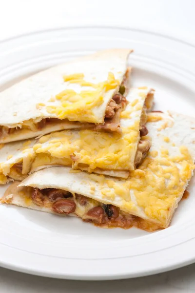 Quesadilla Filled Beans Chedar Cheese — Stock Photo, Image