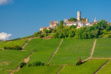 Şato ve köy Castiglione Falletto, Piemonte, İtalya