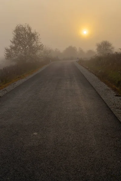 Road Sunrise Norrthern Hungary — Stock Photo, Image