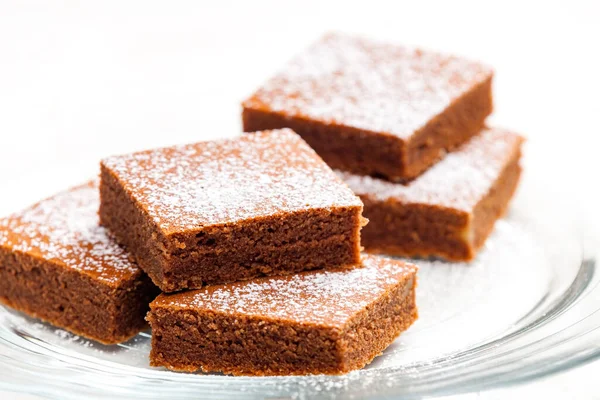 Lebkuchenwürfel Mit Zucker Auf Dem Teller — Stockfoto