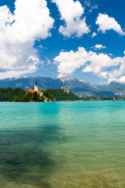 Lago Bled Con Montañas Eslovenia —  Fotos de Stock