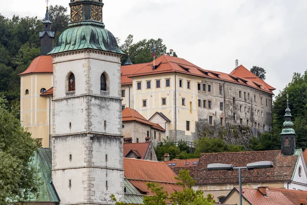 Skofja Loka Vár Város Szlovéniában — Stock Fotó