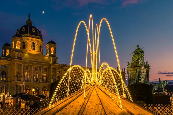 Christmas Decoration Maria Theresa Square Vienna Austria — Stock Photo, Image