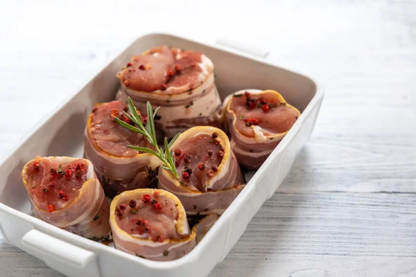 Pork Tenderloin Bacon Pepper — Stock Photo, Image