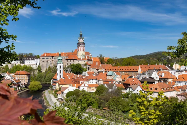 Uitzicht Stad Het Kasteel Van Tsjechië Krumlov Zuid Bohemen Tsjechië — Stockfoto
