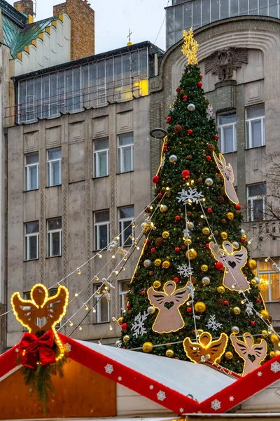 Árbol Navidad Plaza Wenceslao Praga República Checa —  Fotos de Stock