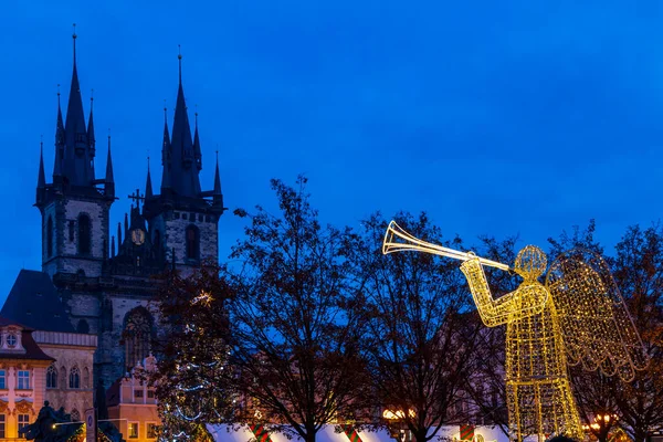 Julgran Torget Gamla Stan Prag Tjeckien — Stockfoto