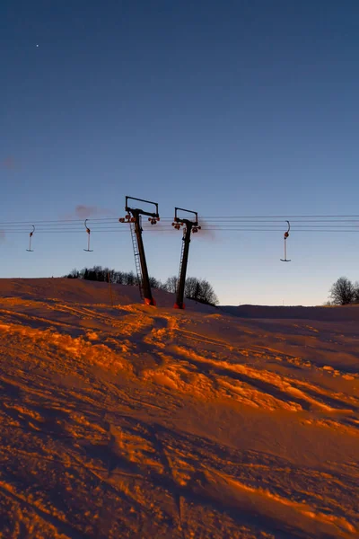 Abendliches Skifahren Skizentrum Donovaly Slowakei — Stockfoto