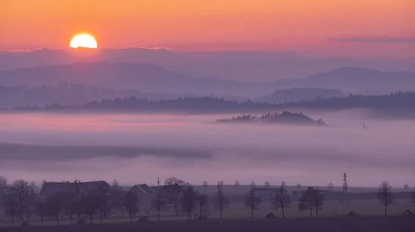 Sumava Sumset Κοντά Στο Pisek Νότια Βοημία Τσεχική Δημοκρατία — Φωτογραφία Αρχείου