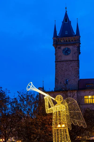 Décoration Noël Sur Place Vieille Ville Prague République Tchèque — Photo
