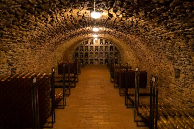 şarap şişeleri arşiv mahzeninde, Ezerjo, Macaristan