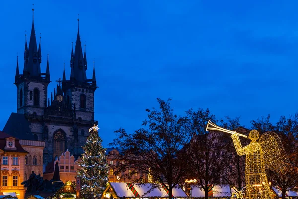 Çek Cumhuriyeti Prag Daki Old Town Square Noel Ağacı — Stok fotoğraf