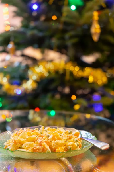 Ensalada Papa Tradicional Checa Con Árbol Navidad —  Fotos de Stock