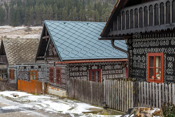 Casa Popolare Dipinta Villaggio Unesco Cicmany Slovacchia — Foto Stock
