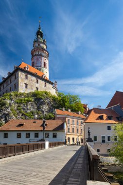 Çek Cumhuriyeti, Güney Bohemya, Çek Krumlov şehir ve kalesi manzarası