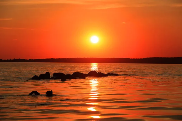 Red Sunset Lake Water — Stock Photo, Image