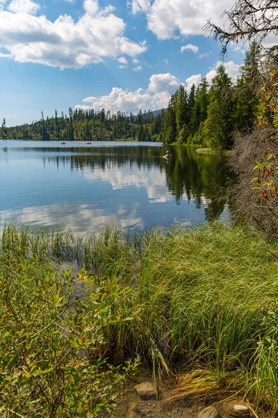 Paisaje Verano Con Lago Bosque Montaña — Foto de Stock