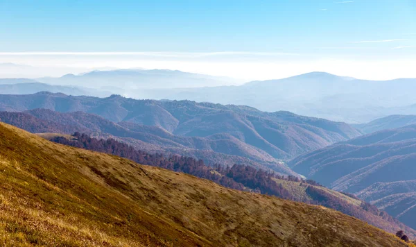 山の朝の霧 カルパティア山脈 ウクライナ — ストック写真