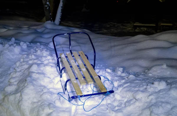 Abstract Sled Snow Lighted Night — Stock Photo, Image