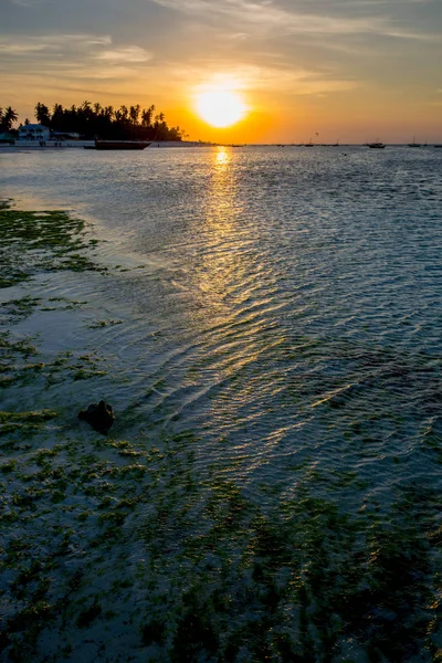 Okyanus kıyısında gün batımı — Stok fotoğraf