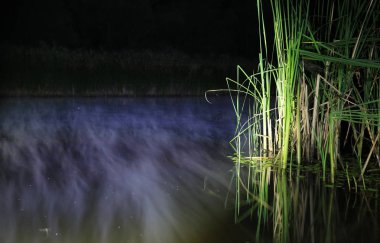 gece nehrinde su üzerinde buhar